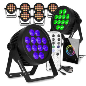 8x BeamZ PRO BWA534 Weatherproof LED Par Can Light with DMX Wall Controller
