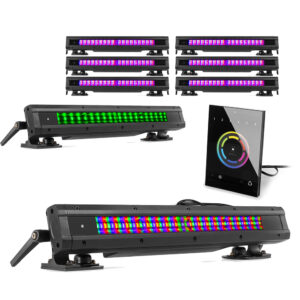 8x BeamZ PRO BWA534 Weatherproof LED Par Can Light with DMX Wall Controller