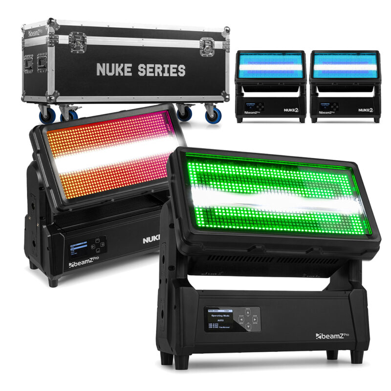 4x BeamZ NUKE2 Motorized LED Waterproof Wash Light with Flightcase