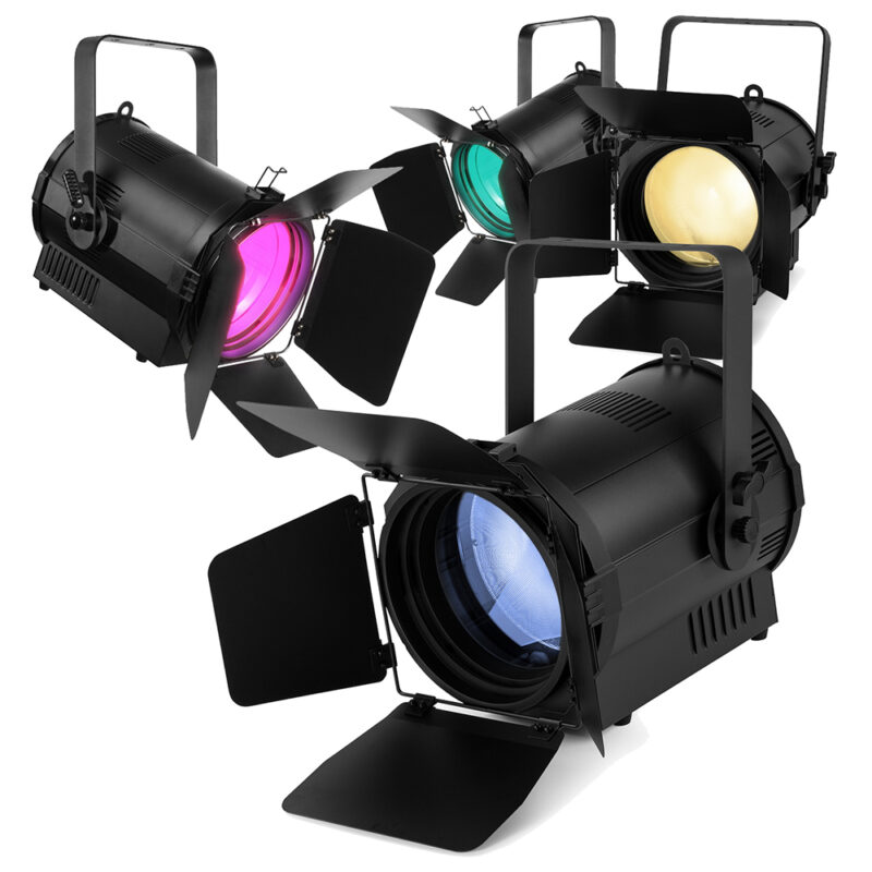 4x BeamZ Professional BTF200CZ COB LED Fresnel Theatre Spot Light – RGBW