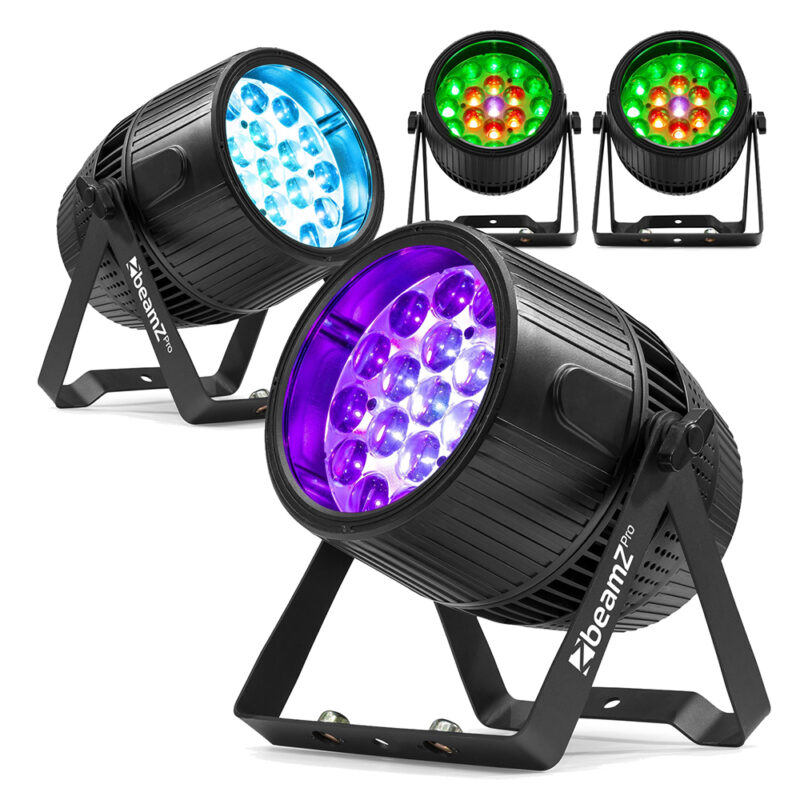 4x BeamZ Pro BWA550Z Outdoor Weatherproof Par Can with Zoom – 19x 15W