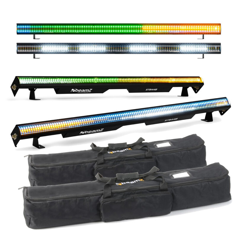 4x BeamZ STB448 LED Light Bar with Wash & Strobe Effect with Soft Cases