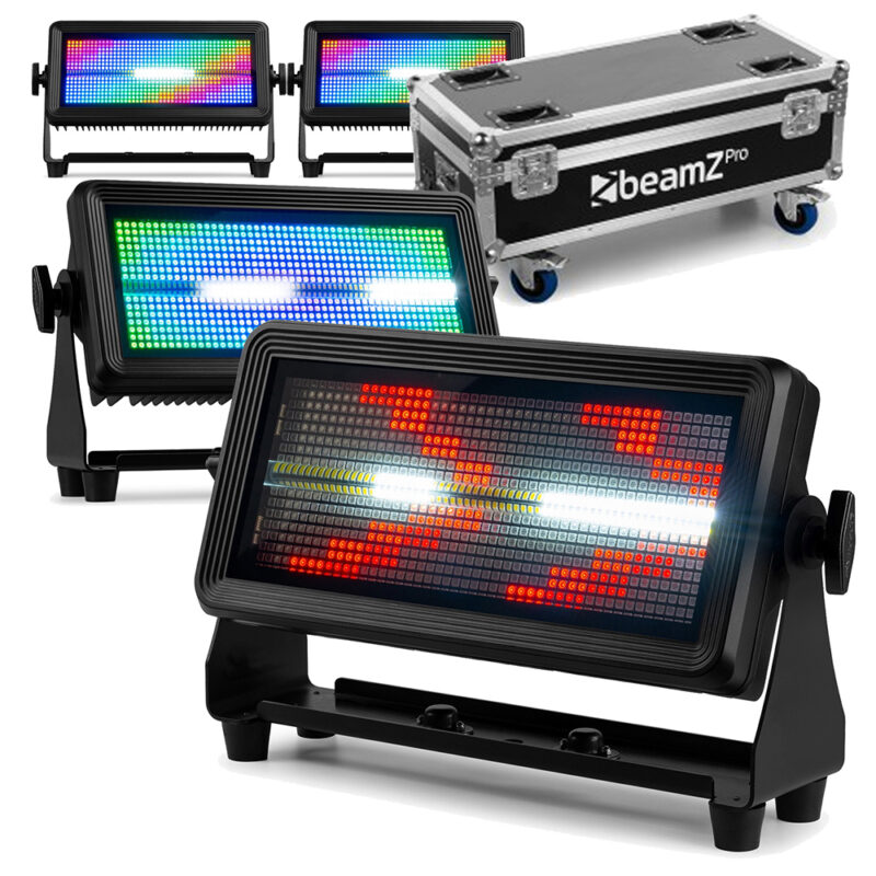 4x BeamZ Pro BS1100IP Outdoor LED Stroboscope Stage Blinder with Flight Case