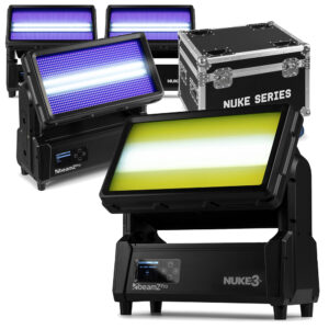 2x BeamZ BPL410 Battery Powered Event Mast Lights with Flight Case