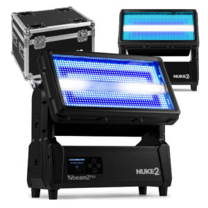 2x BeamZ NUKE1 LED Strobe & Beam Waterproof Wash Light with Flight Case