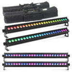 4x BeamZ LCB246IP Outdoor Weatherproof LED Light Bar with Soft Cases