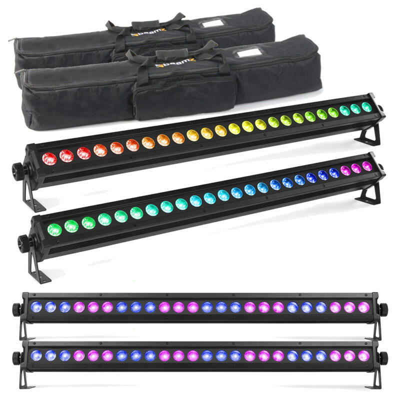 4x BeamZ LCB246IP Outdoor Weatherproof LED Light Bar with Soft Cases
