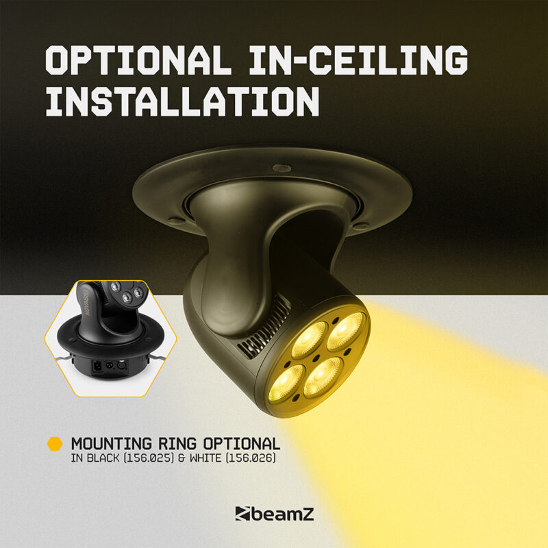 4 x BeamZ NOVA420-BK Moving Head Wash Lights with Installation Rings