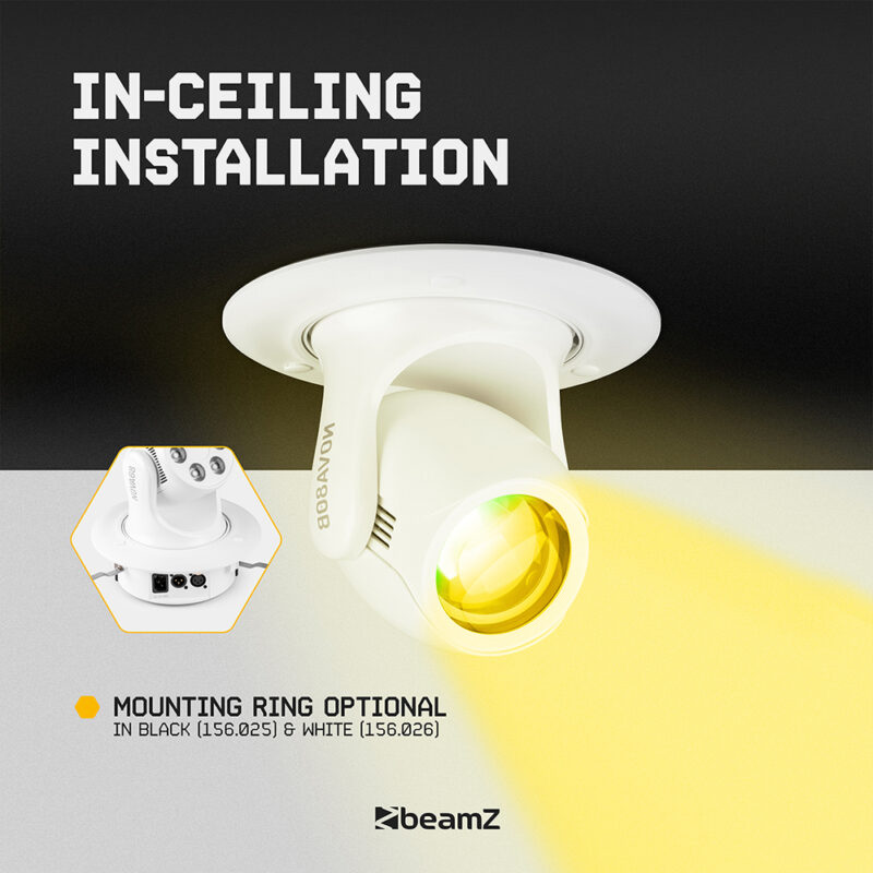 4 x BeamZ NOVA80B-WH Moving Head Wash Lights with Installation Rings
