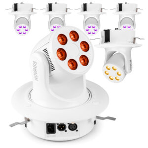 4 x BeamZ NOVA68-WH Compact Moving Head Lights with Installation Rings