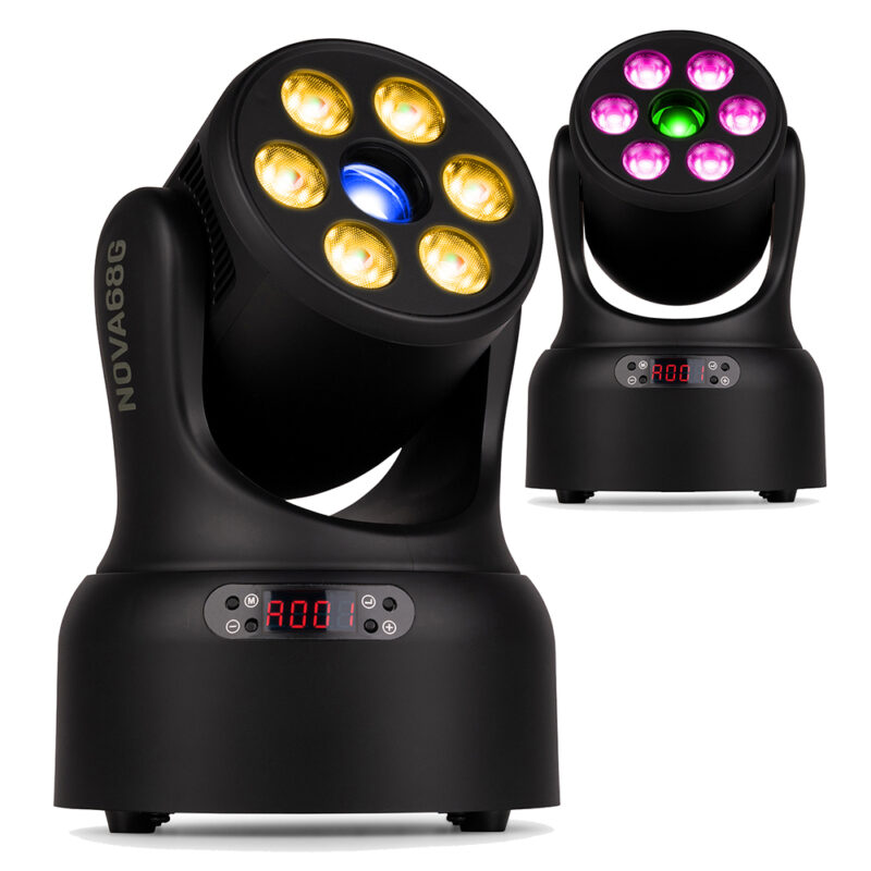 2 x BeamZ NOVA68G-BK Compact Moving Head Wash Lights with Gobos