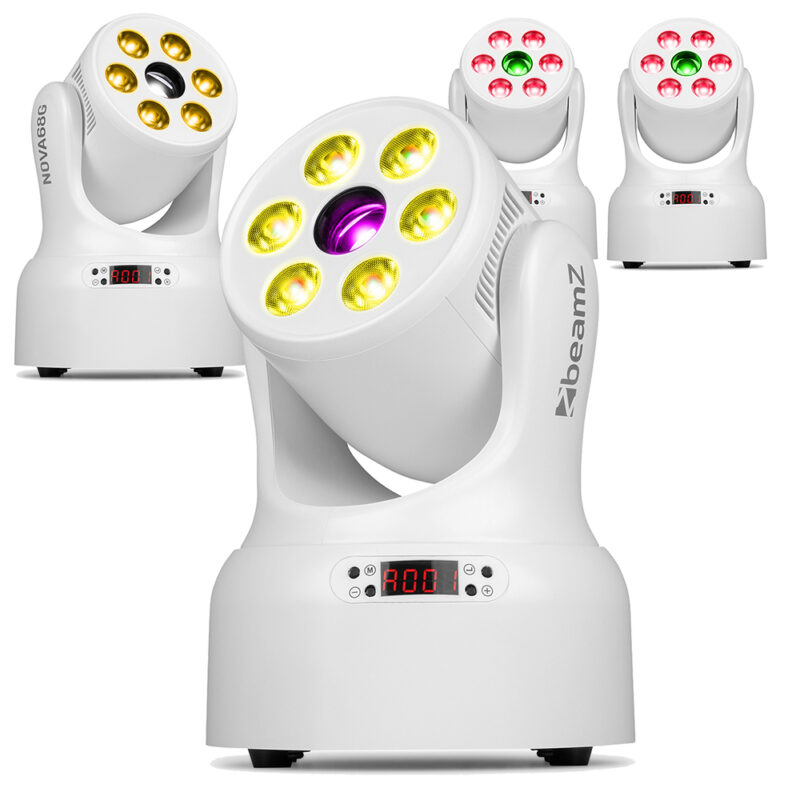 4 x BeamZ NOVA68G-WH Compact Moving Head Wash Lights with Gobos