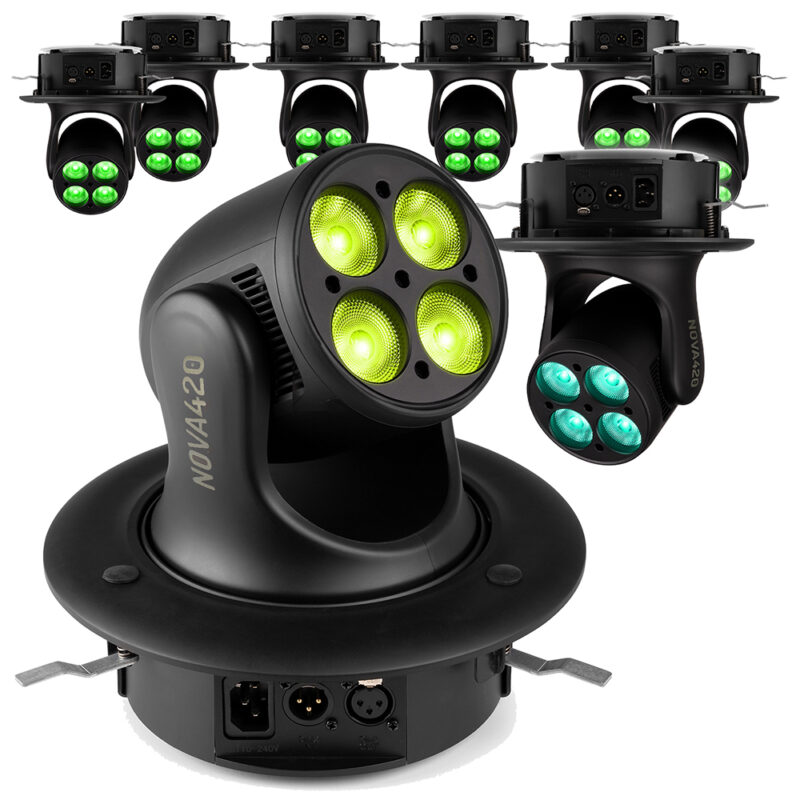 8 x BeamZ NOVA420-BK Moving Head Wash Lights with Installation Rings