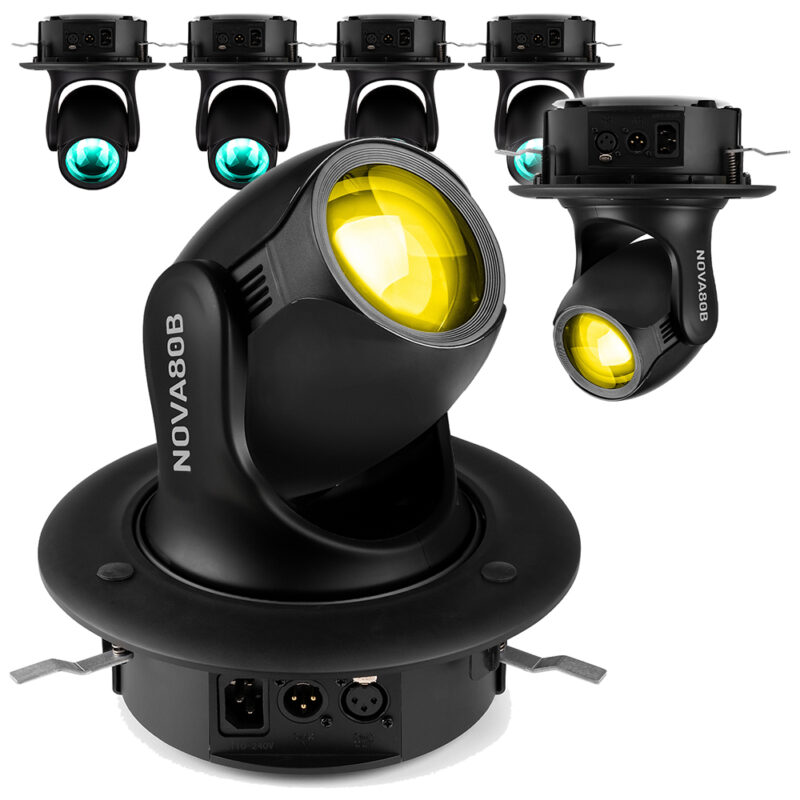 6 x BeamZ NOVA80B-BK Moving Head Wash Lights with Installation Rings