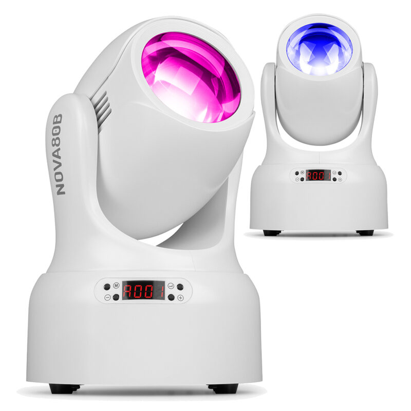 2 x BeamZ NOVA80B-WH Compact Moving Head Wash Lights with 4x 20W LEDs