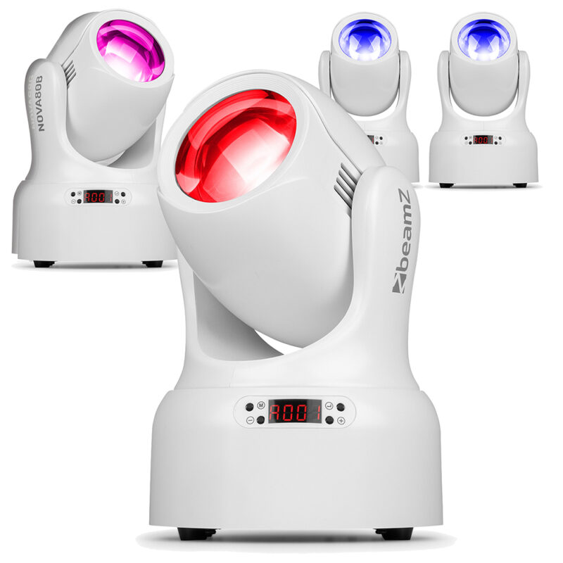 4 x BeamZ NOVA80B-WH Compact Moving Head Wash Lights with 4x 20W LEDs