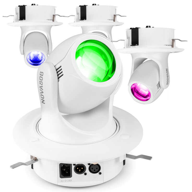 4 x BeamZ NOVA80B-WH Moving Head Wash Lights with Installation Rings