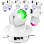 8 x BeamZ NOVA80B-WH Moving Head Wash Lights with Installation Rings