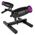 2 x BeamZ PSZ18W LED Pin Spots with Zoom & BeamZ FST1 Floor Stands