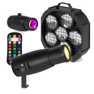 Fuzzix MBR60 Mirror Ball Panel Beam Reflector with PSZ18W LED Pin Spot