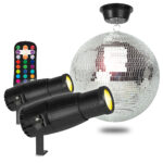 BeamZ MB30 Glitter Mirror Ball 30cm with Motor & 2 x 18W LED Pin Spots
