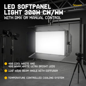 BeamZ SFP300T LED Panel Softbox Photography & Video Light – 300W CW/WW