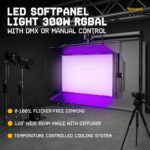 BeamZ SFP300C LED Panel Softbox Photography & Video Light – 300W RGBAL