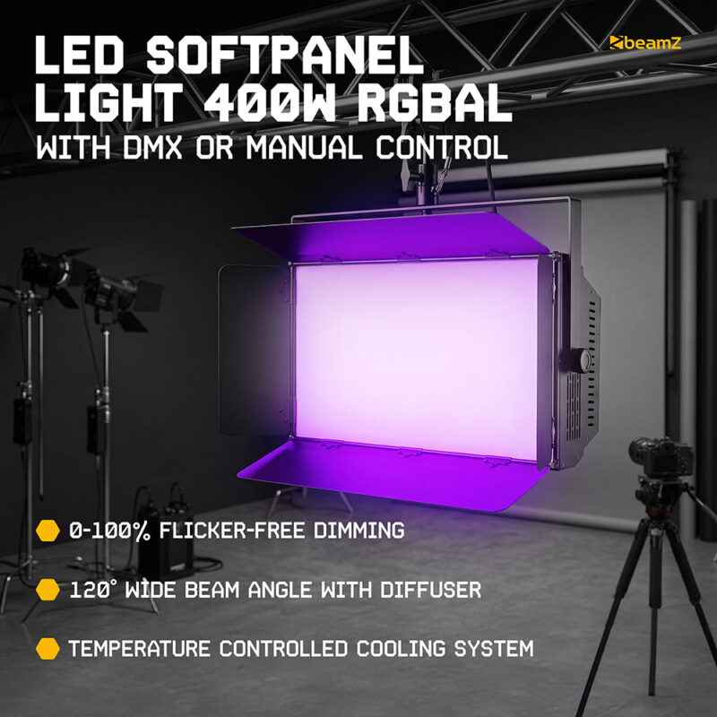 BeamZ SFP400C LED Panel Softbox Photography & Video Light – 400W RGBAL