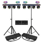 2x BeamZ ShowBar Go Ultra Moving Head Light Bar Package with Footswitch