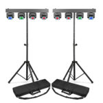 2x BeamZ ShowBar Go Shine Moving Head Light Bars with Stands & Cases