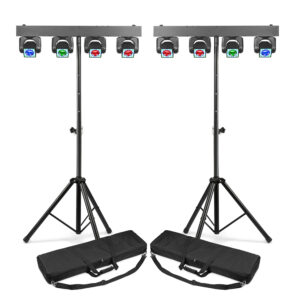 2x BeamZ ShowBar Go Shine Moving Head Light Bars with Stands & Cases