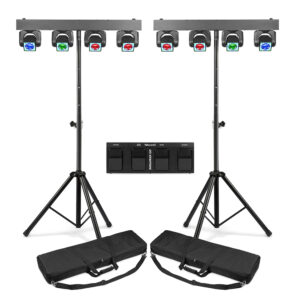 2x BeamZ ShowBar Go Shine Moving Head Light Bar Package with Footswitch
