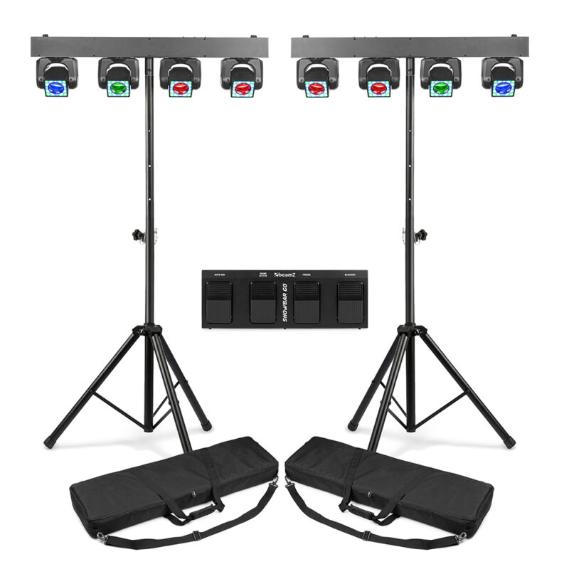 2x BeamZ ShowBar Go Shine Moving Head Light Bar Package with Footswitch