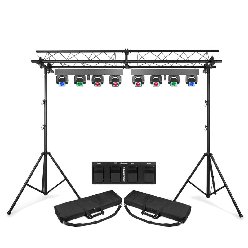2x BeamZ ShowBar Go Shine Moving Head Package with 3m LightBridge