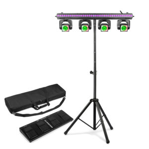 2x BeamZ ShowBar Go Vibe Moving Head Light Bar Package with Footswitch