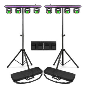 2x BeamZ ShowBar Go Vibe Moving Head Light Bar Package with Footswitch