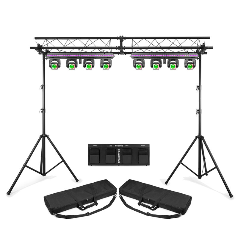 2x BeamZ ShowBar Go Vibe Moving Head Package with 3m LightBridge