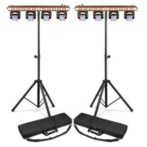2x BeamZ ShowBar Go Edge Moving Head Light Bars with Stands & Cases