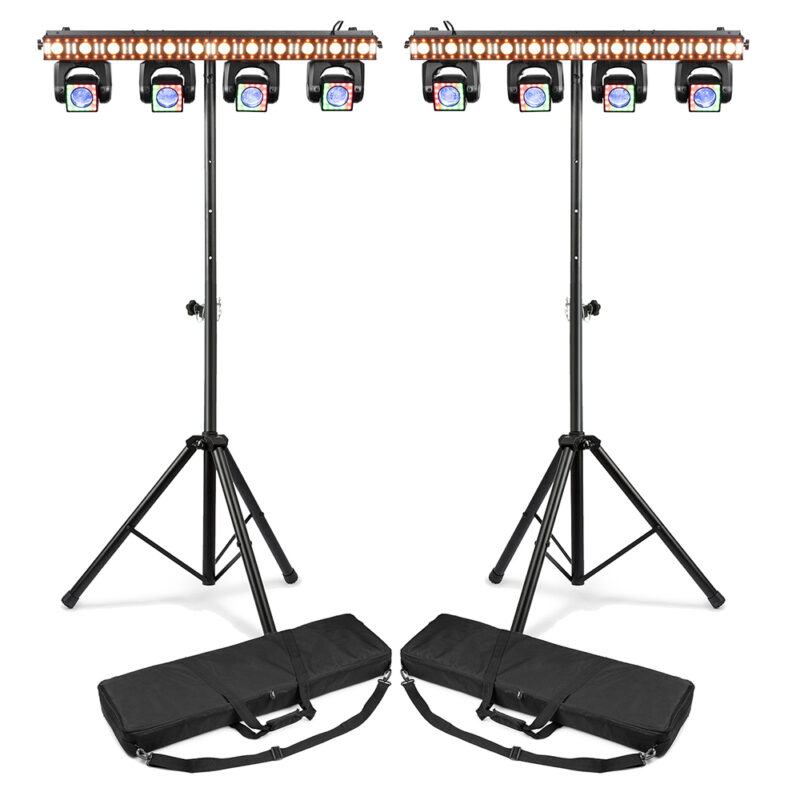 2x BeamZ ShowBar Go Edge Moving Head Light Bars with Stands & Cases
