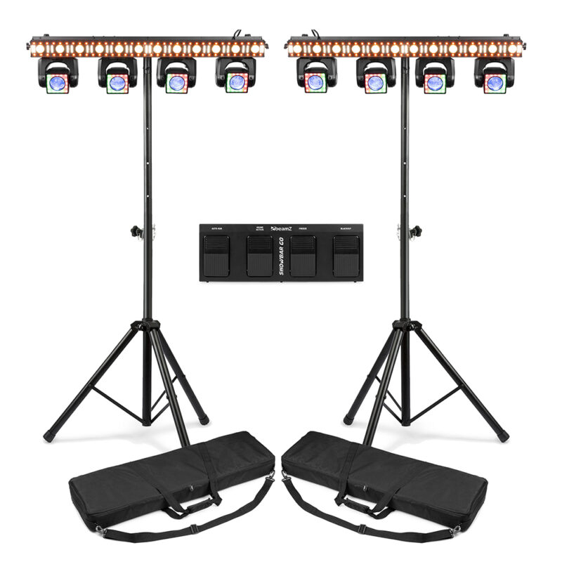 2x BeamZ ShowBar Go Edge Moving Head Light Bar Package with Footswitch