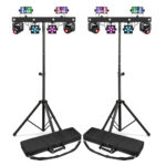 2x BeamZ ShowBar Go Glow Moving Head Light Bars with Stands & Cases