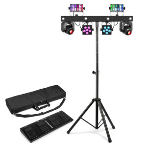 2x BeamZ ShowBar Go Glow Moving Head Light Bar Package with Footswitch