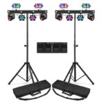 2x BeamZ ShowBar Go Glow Moving Head Light Bar Package with Footswitch