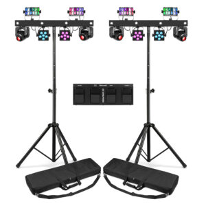 2x BeamZ ShowBar Go Glow Moving Head Light Bar Package with Footswitch