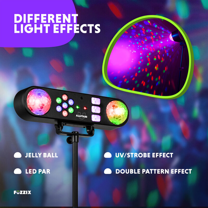Fuzzix AllStar3 5-in-1 LED DJ Disco Party Light Bar System with Stand