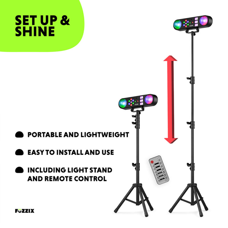 Fuzzix AllStar3 5-in-1 LED DJ Disco Party Light Bar System with Stand