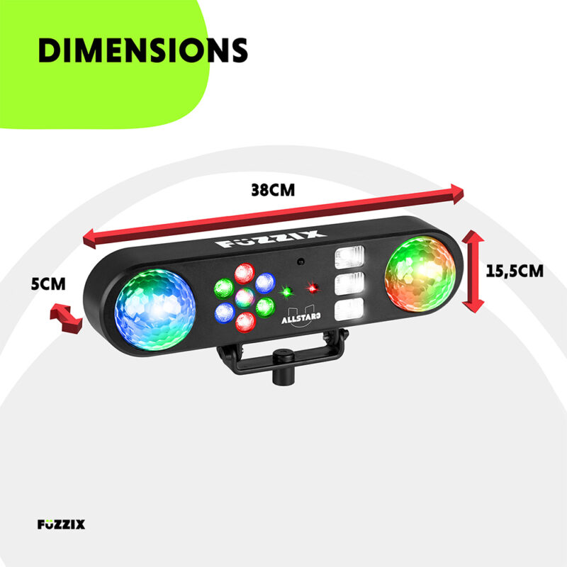 Fuzzix AllStar3 5-in-1 LED DJ Disco Party Light Bar System with Stand