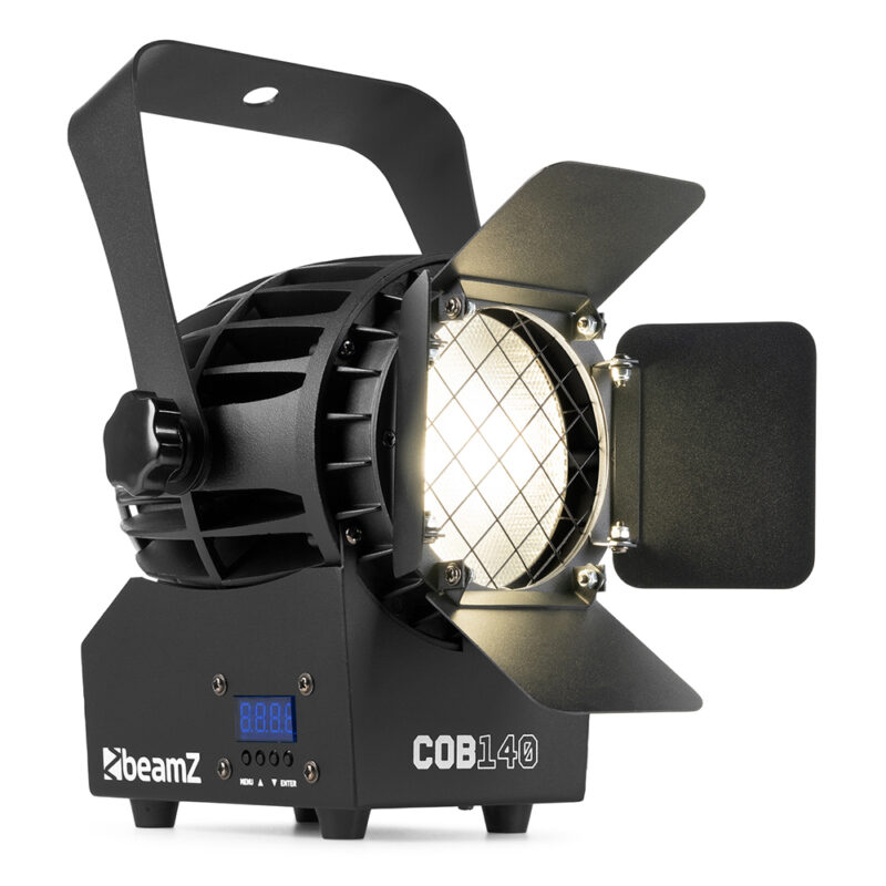 BeamZ COB140 COB LED Spot Light with Barndoor & DMX – WW/CW