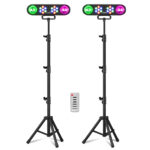 2x Fuzzix AllStar2 4-in-1 LED DJ Disco Party Light Bars with Stands