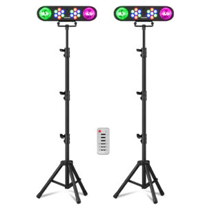 2x Fuzzix AllStar2 4-in-1 LED DJ Disco Party Light Bars with Stands